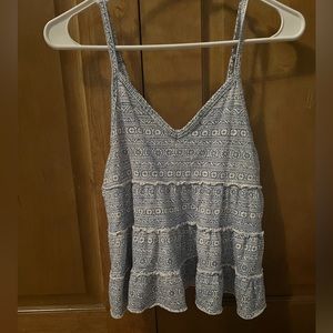 American eagle blue and white flowy tank size xs